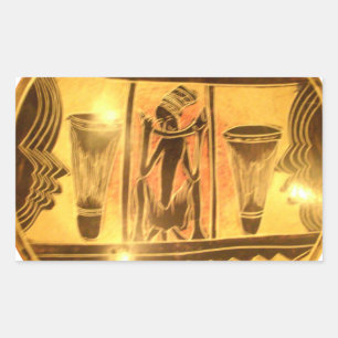 Gouden Afrikaanse Etnische Kunst Print Design Rechthoekige Sticker