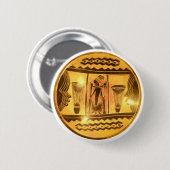 Gouden Afrikaanse Etnische Kunst Print Design Ronde Button 5,7 Cm (Voorkant /achterkant)