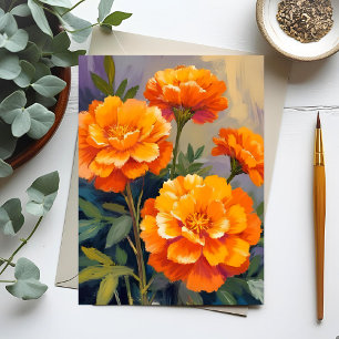 Gouden Afrikaantjes Waterverf Bloemen Bloemig Briefkaart
