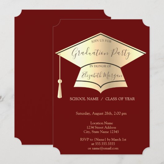 Gouden afstudeerhoed, Rode afstuderen Kaart (Voorkant / Achterkant)