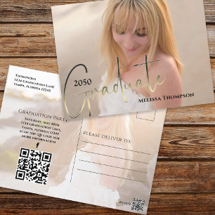 Gouden Afstudeerscriptie Zwart Foto QR-code Websit Briefkaart