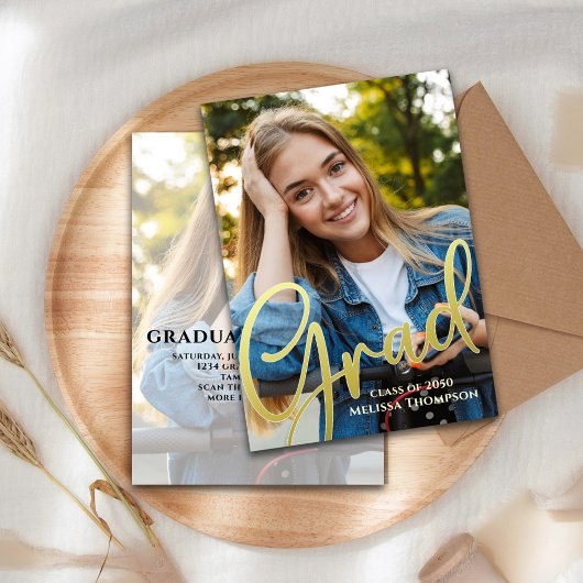 Gouden Afstuderen Foto Elegant Custom Aankondiging
