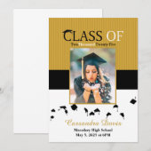 Gouden Afstuderen Uitnodiging met Foto (Voorkant / Achterkant)