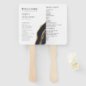 Gouden agaat edelsteen bruiloft programma Set van Handwaaier (Voorkant en achterkant)