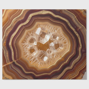 Gouden Agate Geode Kwarts Kristal Close-up Cadeaupapier