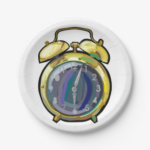 Gouden Alarm Klok Retro Tijdstuk Papieren Bordje