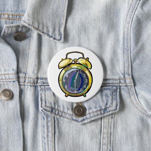 Gouden Alarm Klok Retro Tijdstuk Ronde Button 7,6 Cm (In situ)