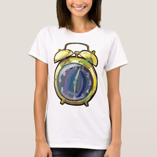 Gouden Alarm Klok Retro Tijdstuk T-shirt (Voorkant)