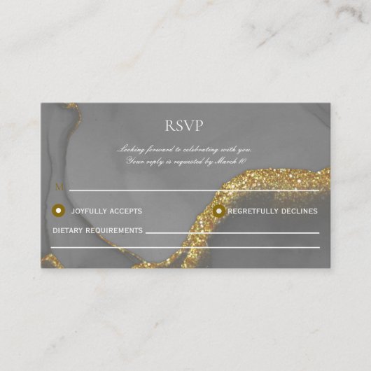 Gouden Alcohol Ink Chic Wedding RSVP Kaart (Voorkant)