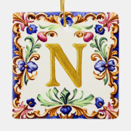 Gouden Alfabet – Letter N Keramisch Ornament