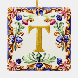 Gouden Alfabet – Letter T Keramisch Ornament
