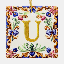 Gouden Alfabet – Letter U Keramisch Ornament