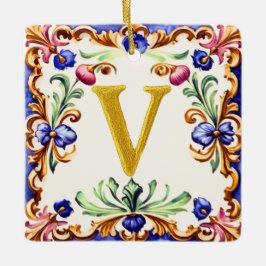 Gouden Alfabet – Letter V Keramisch Ornament