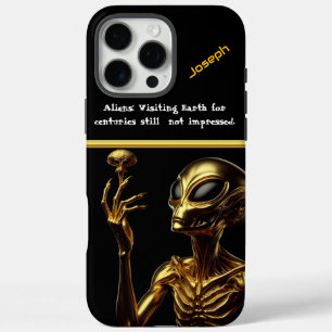 Gouden Alien met mysterieus ambacht iPhone 16 Pro Max Hoesje