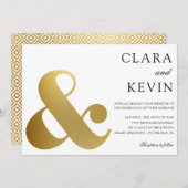 Gouden Ampersand bruiloft uitnodiging (Voorkant / Achterkant)