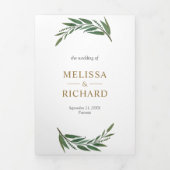 Gouden Ampersand Olive Branch Alles in een bruilof Drieluik Uitnodiging (Cover)
