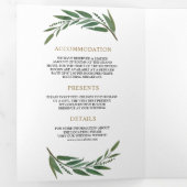 Gouden Ampersand Olive Branch Alles in een bruilof Drieluik Uitnodiging (Binnenzijde eerst)