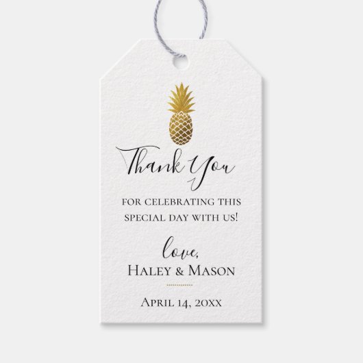 Gouden ananas bruiloft dank u cadeau Label Cadeaulabel (Voorkant)