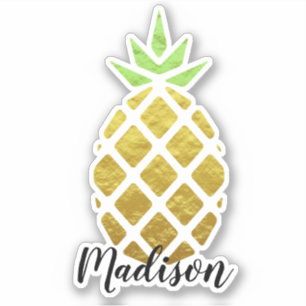 Gouden ananas   Gepersonaliseerd op maat snijden Sticker