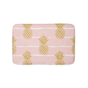 Gouden ananas, Gestreepte Zomerachtergrond. Badmat
