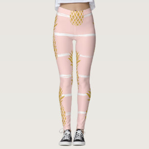 Gouden ananas, Gestreepte Zomerachtergrond. Leggings