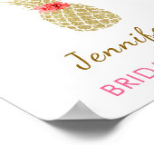 Gouden Ananas Glitter Roze Bruiloft Feest Welkom Poster (Hoek)