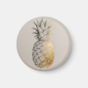 Gouden Ananas Lijnkunst Magneet