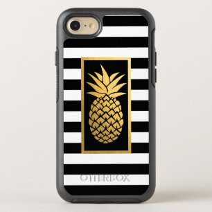 Gouden Ananas Modern Zwart & Wit Strepen OtterBox Symmetry iPhone 8/7 Hoesje