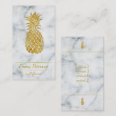 Gouden ananas op wit marmer visitekaartje (Voorkant / Achterkant)