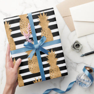 Gouden Ananas Patroon Tropisch Cadeaupapier