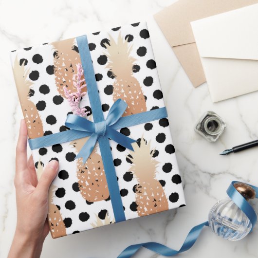 Gouden Ananas Patroon Tropisch  Cadeaupapier (Geschenken)