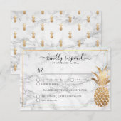 Gouden Ananas RSVP|Marmer Aankondiging (Voorkant / Achterkant)