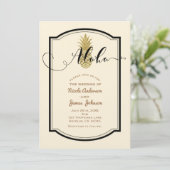 Gouden Ananas & Zwarte Rustieke Ananas Tropisch Kaart (Staand voorkant)