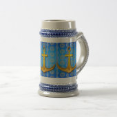 Gouden Anker Blauw Cerulean Stein Mok (Voorkant rechts)