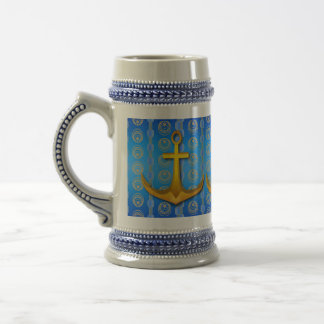 Gouden Anker Blauw Cerulean Stein Mok