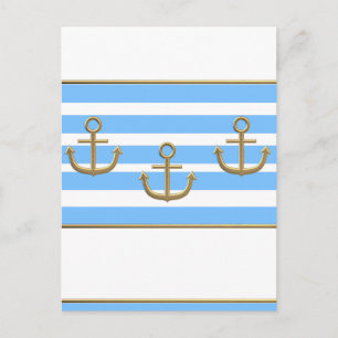 gouden anker blauwe witte achtergrond briefkaart