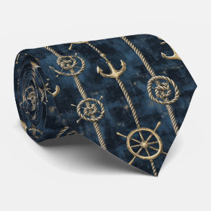 Gouden Anker & Helm Nautilus Patroon Stropdas