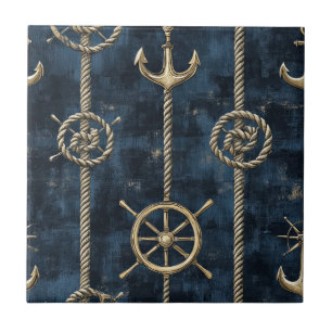 Gouden Anker & Roer Nautilus Patroon Tegeltje