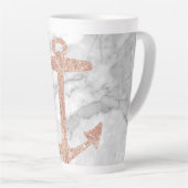 gouden anker roos witte marmer latte mok (Rechterhoek)