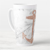 gouden anker roos witte marmer latte mok (Linkerhoek)