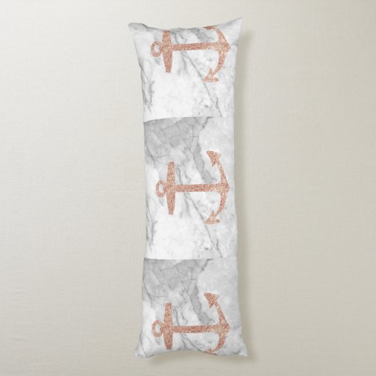 gouden anker roos witte marmer lichaamskussen (Achterkant (Verticaal))