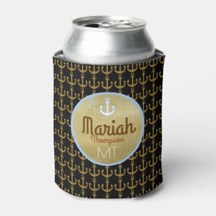 gouden ankers voor schepen met monogram blikjeskoeler