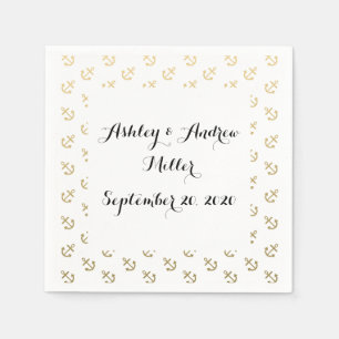 Gouden Ankers Witte Achtergrond Patroon Servetten