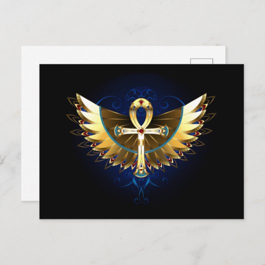 Gouden Ankh met Vleugels Aankondigingskaart (Voorkant / Achterkant)