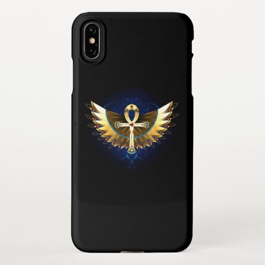 Gouden Ankh met vleugels iPhone Hoesje (Achterkant)
