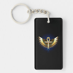 Gouden Ankh met vleugels Sleutelhanger