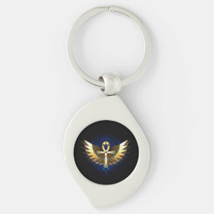 Gouden Ankh met Vleugels Sleutelhanger