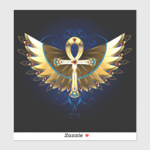 Gouden Ankh met Vleugels Sticker