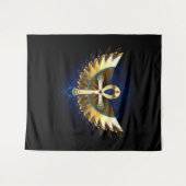 Gouden Ankh met Vleugels Wandkleed (Voorkant (horizontaal))