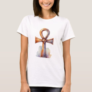 Gouden Ankh Watercolor Grafiek T-shirt